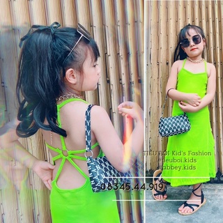 Váy [ Đầm ] đan dây lưng dáng maxi cho bé gái