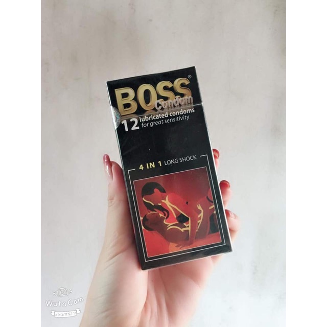 Bao cao su Boss 4 in 1, gân gai, siêu mỏng, kéo dài thời gian, hộp 12 cái