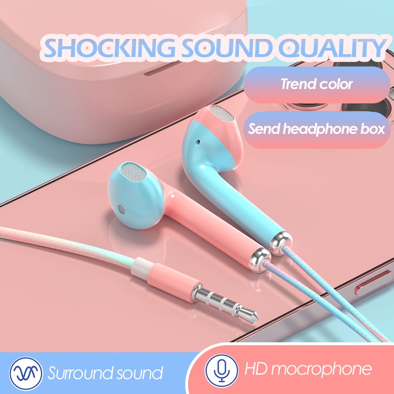Tai Nghe Iphone 3.5mm Tai Nghe Có Dây HD HiFi Macoron Tai Nghe Có Mic