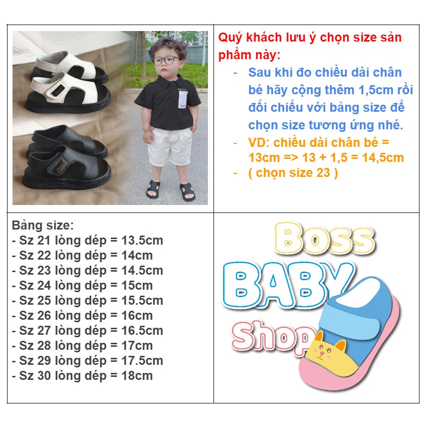Dép sandal bé trai quai hậu 1-5 tuổi thời trang siêu nhẹ phong cách hàn quốc đáng yêu