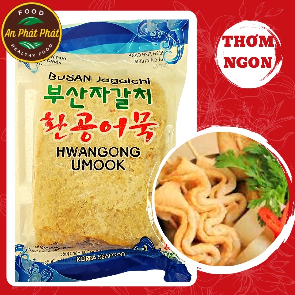 Chả cá Hàn Quốc Busan, chuẩn vị. Làm từ surimi, thơm ngon, đậm vị chả cá tươi. Món ăn vặt tiện lợi, thả lẩu An Phát Phát