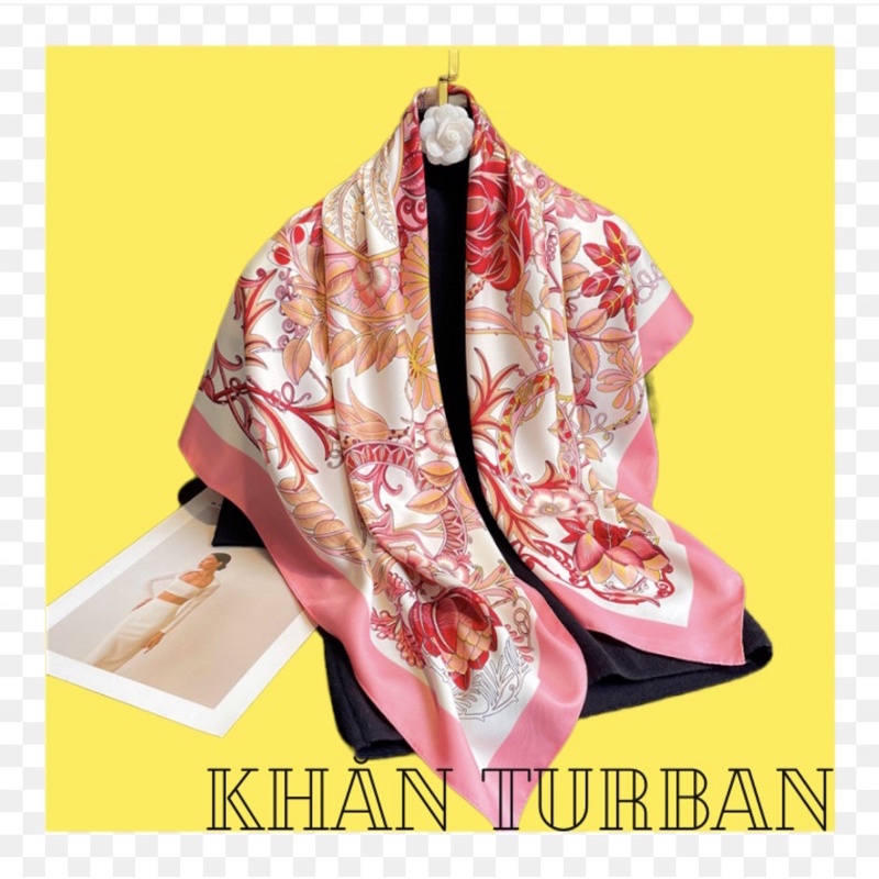 Khăn turban lụa vuông choàng cổ thanh lịch size 90x90cm