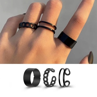 Bộ nhẫn hở màu đen phong cách punk hàn quốc cá tính