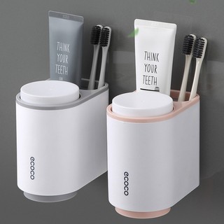Kệ Để Bàn Chải Kem Đánh Răng ECOCO - Tặng kèm 2 cốc lắp đặt dính tường