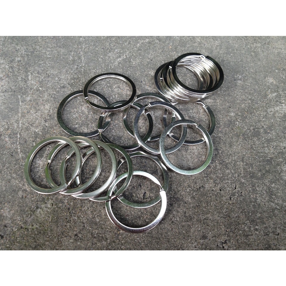 Vòng Chìa Khóa 3,2Cm Kim Loại, Thép Chìa Khóa Phẳng, Phụ Kiện Móc Khóa