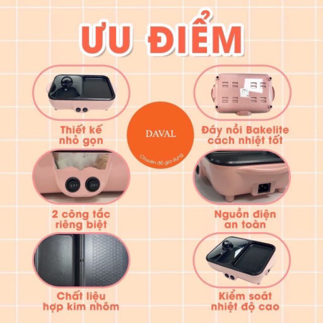 NỒI LẨU NƯỚNG Đa Năng 2IN1 CHỮ NHẬT SIÊU HÓT