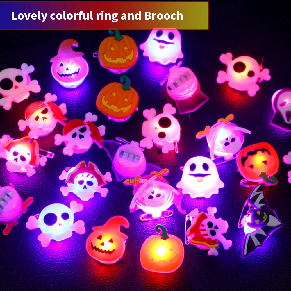 Nhẫn Đèn led Phát Sáng Hình Đầu Lâu / Bí Ngô Dễ Thương Trang Trí halloween Cho Trẻ Em