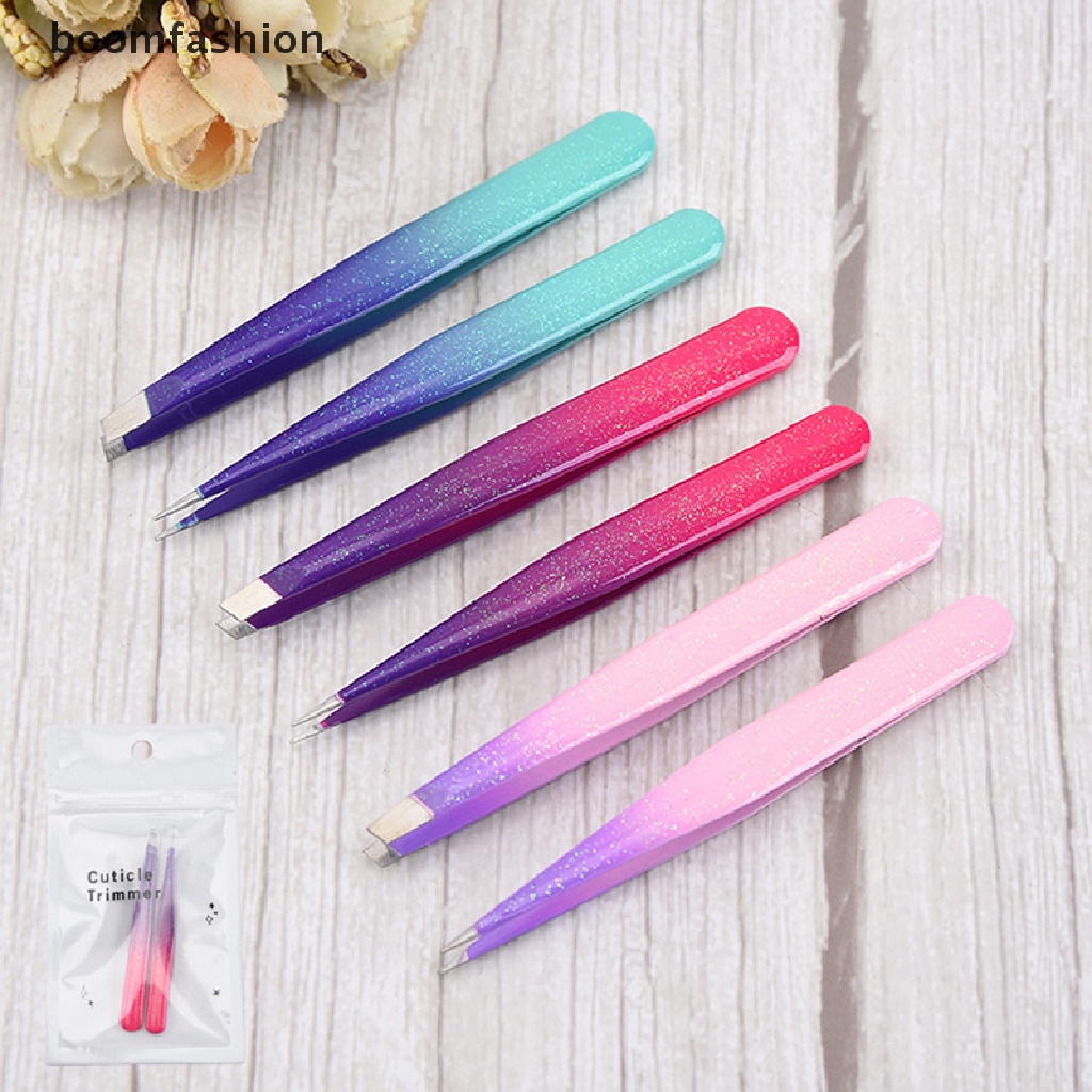 Set 2 Nhíp Nhổ Lông Mày Chuyên Nghiệp Bằng Thép Không Gỉ
