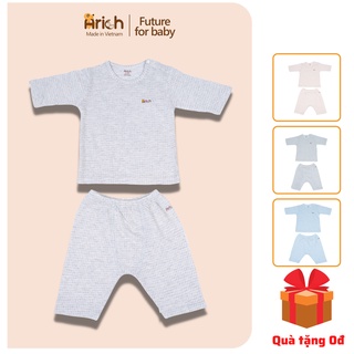 Bộ quần áo lửng cài vai Arich vải sợi tre xô, quần áo trẻ em mềm mịn, kháng khuẩn an toàn da bé