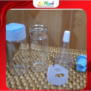COMBO 10 BỘ LỌ CHIẾT THỦY TINH KHÔNG DÙNG KIỀM (Nắp nhựa trong ,cao su xanh và cam)
