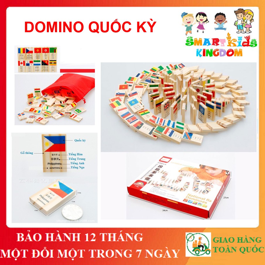 Domino Quốc Kỳ - Domino 100 Lá Cờ Các Quốc Gia Các Nước Trên Thế Giới [Đồ Chơi Gỗ]