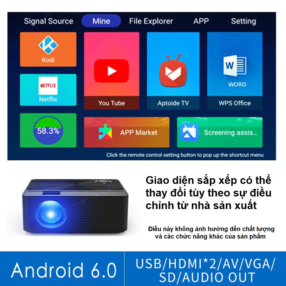 Máy chiếu W2S hệ điều hành Android hỗ trợ kết nối với loa không dây Projector W2S