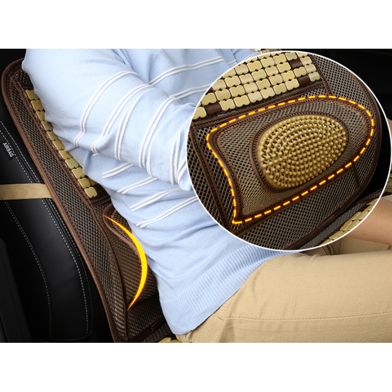 Đệm lót ghế xe ô tô, xe hơi hạt tre cao cấp chống nóng, ẩm, thoáng khí, giúp lưu thông máu, giảm đau lưng