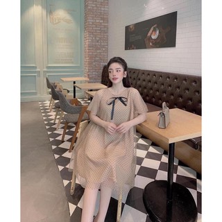 A Đầm bầu ( váy bầu ) dáng suông 2 lớp ,lớp ngoài tơ lớp trong lụa