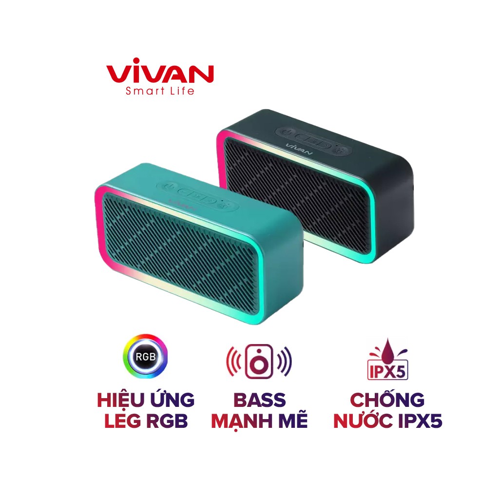 Loa Bluetooth LED RGB VIVAN VS6 Chính Hãng 5W Âm Thanh Chất Chống Nước IPX5 Thời Lượng Pin Dài Lến Đến 8H Hỗ Trợ Thẻ Nhớ