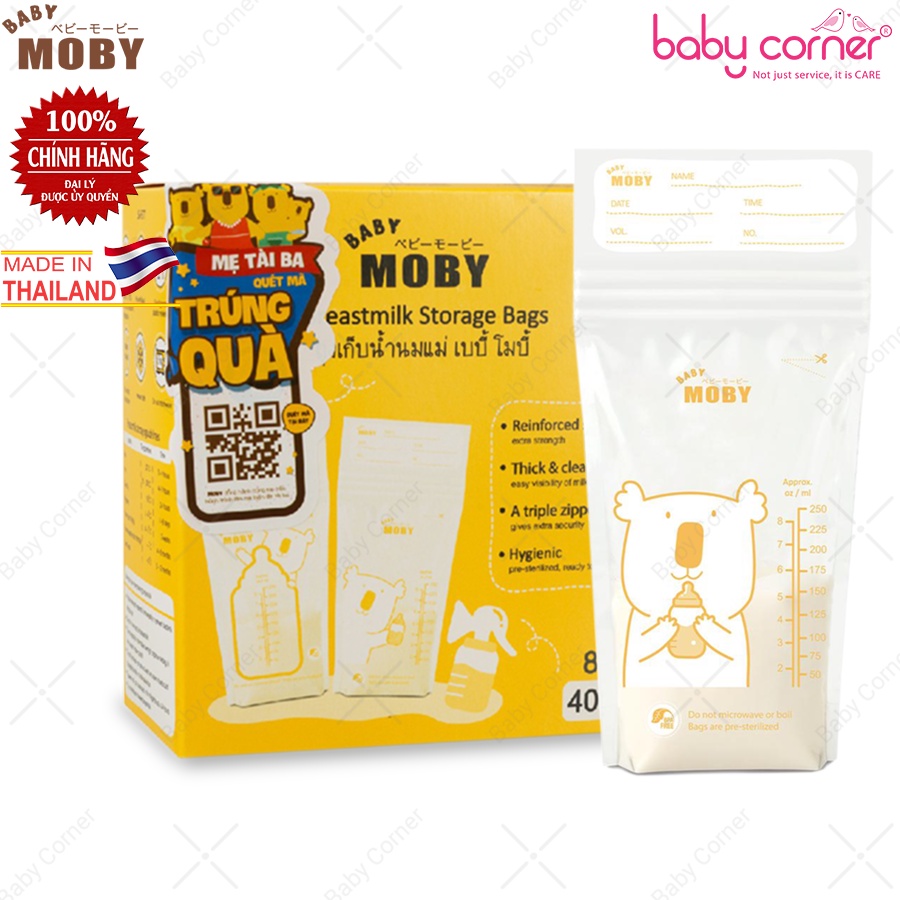 Túi Trữ Sữa Moby Baby Thái Lan, Hộp 40 Túi x 250ML