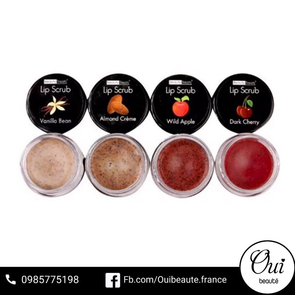 Tẩy da chết môi Beauty Treats LipScrub, tẩy tế bào chết môi trái cây đủ vị 10.5g Ouibeaute