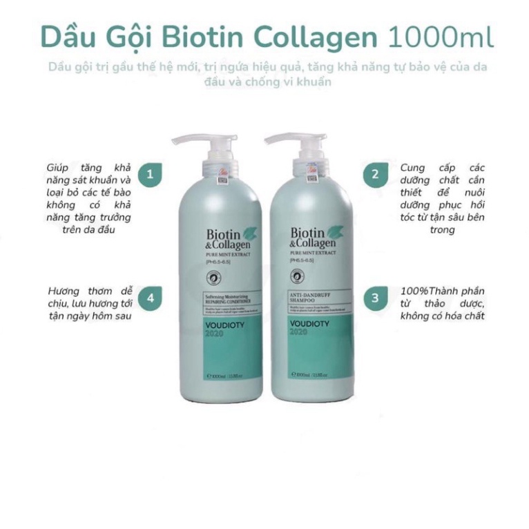 CẶP DẦU GỘI XẢ BIOTIN & COLLAGEN VOUDIOTY CHÍNH HÃNG | SIÊU MƯỢT & PHỤC HỒI TÓC, GÀU 500ML - 1000ML