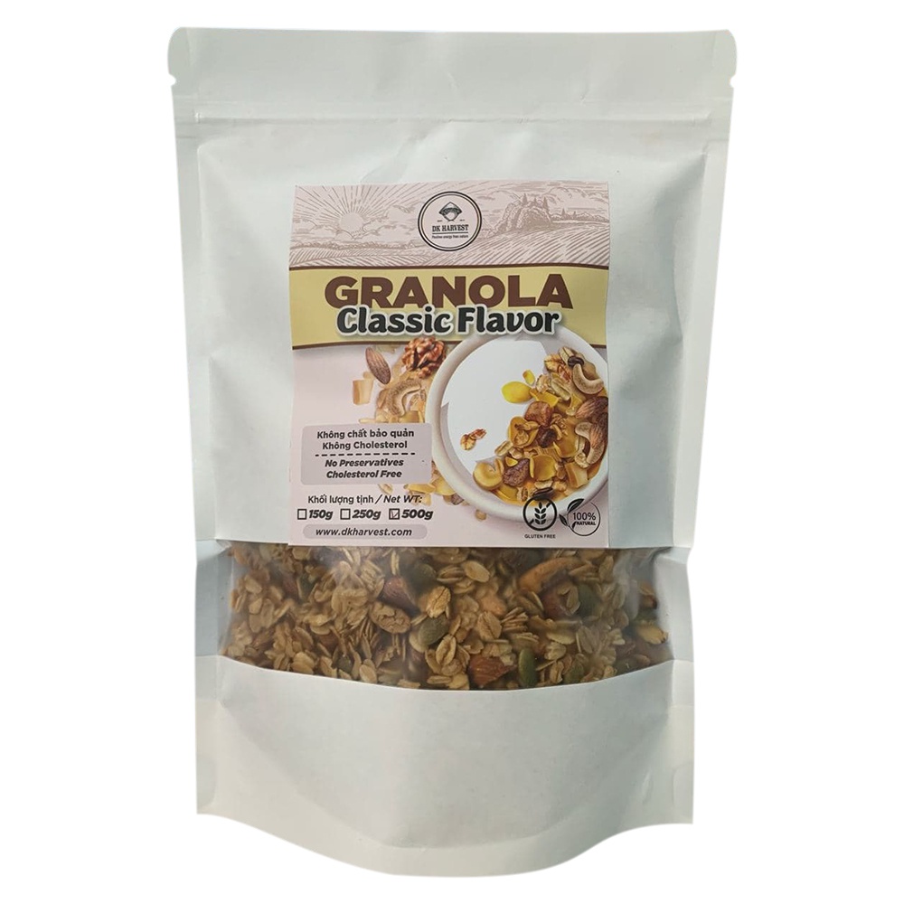 COMBO Tiết Kiệm - Granola Vị Truyền Thống Siêu Hạt + Chén/Bát Gáo Dừa (Kèm Muỗng Dừa) DK Harvest