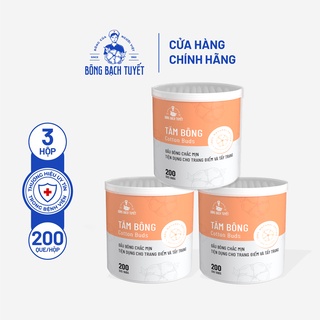 Combo 3 hộp tăm bông bông bạch tuyết 200 que hộp tròn - ảnh sản phẩm 2