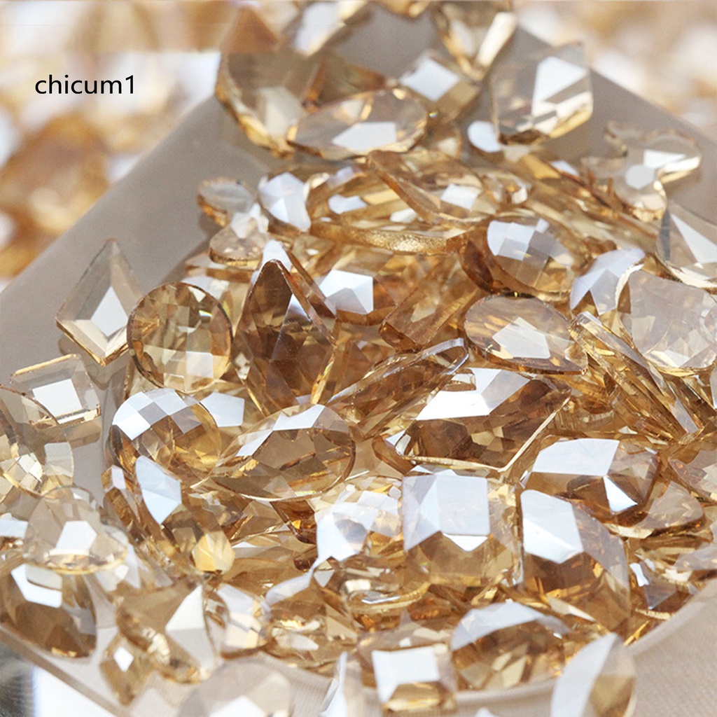 [Hàng mới về] Túi 100 đá pha lê zirconia nhân tạo bền đế dẹt trang trí móng tay