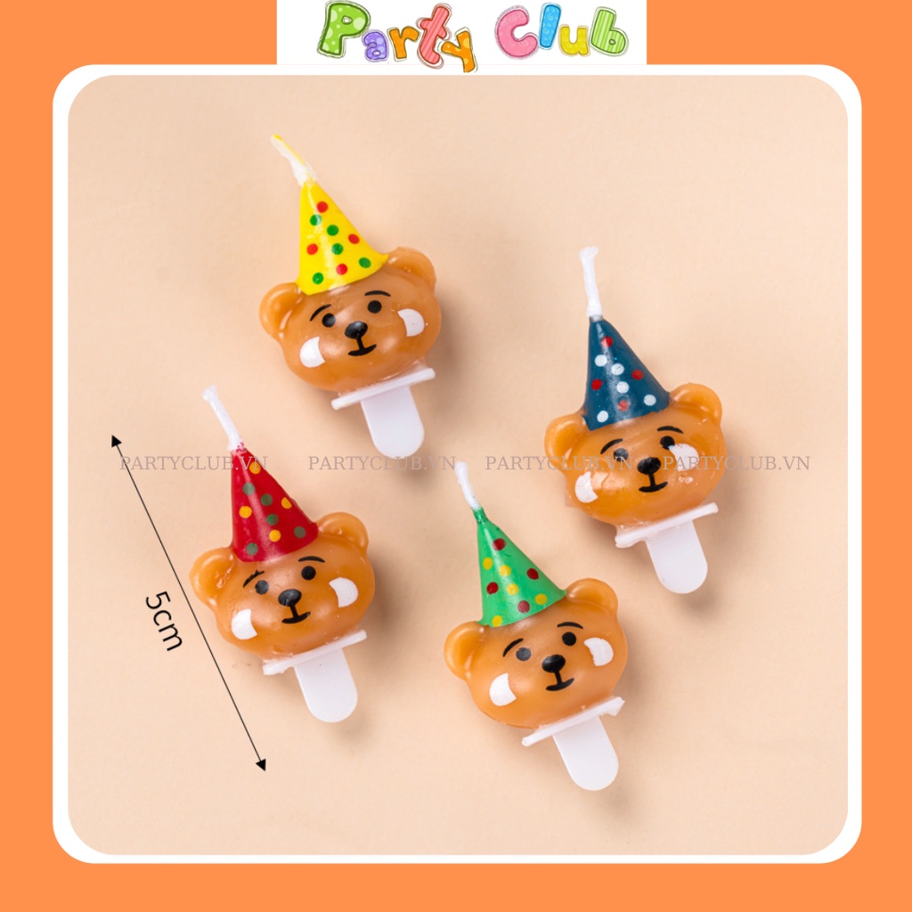 Nến sinh nhật trang trí bánh kem hình mặt gấu