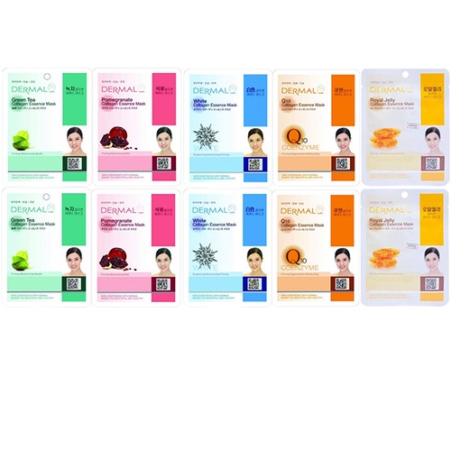 Combo 10 Mặt nạ dưỡng da Hàn Quốc Dermal (giao ngẫu nhiên)