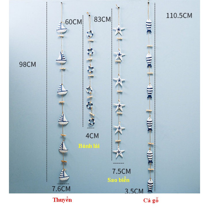 Dây kẹp treo ảnh đính họa tiết biển phong cách