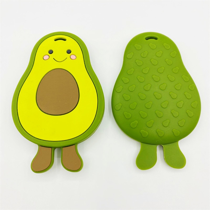Đồ Chơi Gặm Nướu Bằng Hạt Silicon Không BPA Hình Quả Bơ Hoạt Hình Dành Cho Bé Sơ Sinh