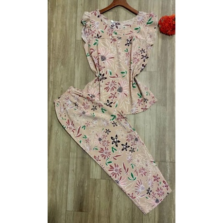 Bộ mango loại 1 quần 9 tấc nữ mặc nhà tay cánh tiên