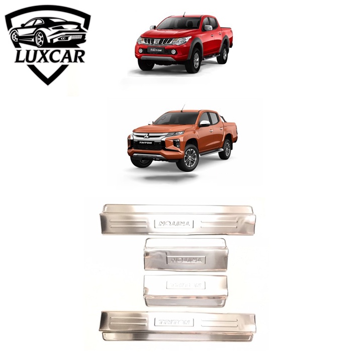 Ốp bậc cửa xe MITSUBISHI TRITON - Chất liệu INOX cao cấp LUXCAR