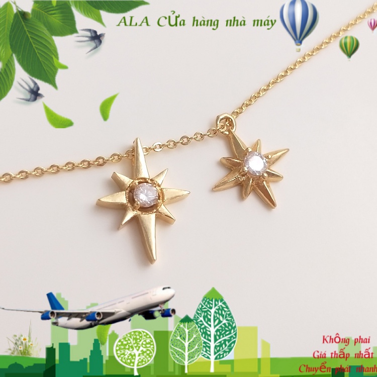 💖Đồ trang sức DIY💖Mặt Dây Chuyền Mạ Vàng 14K Hình Ngôi Sao Đính Đá Nhiều Màu Sắc【Mặt dây chuyền / Hạt treo】