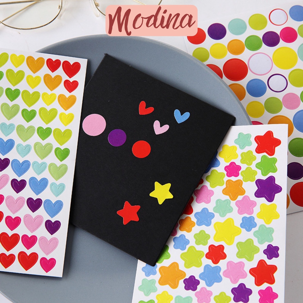 Set 6 tấm sticker ngôi sao, sticker hình tròn trang trí sổ