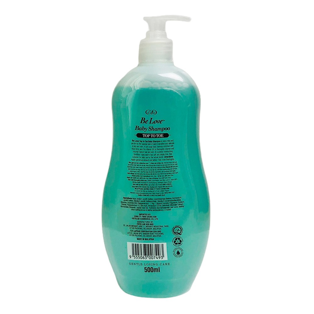 Sữa tắm gội toàn thân cho bé Be Love Protecting L'AFFAIR Malaysia 500ml - chai màu xanh - Baby shampoo