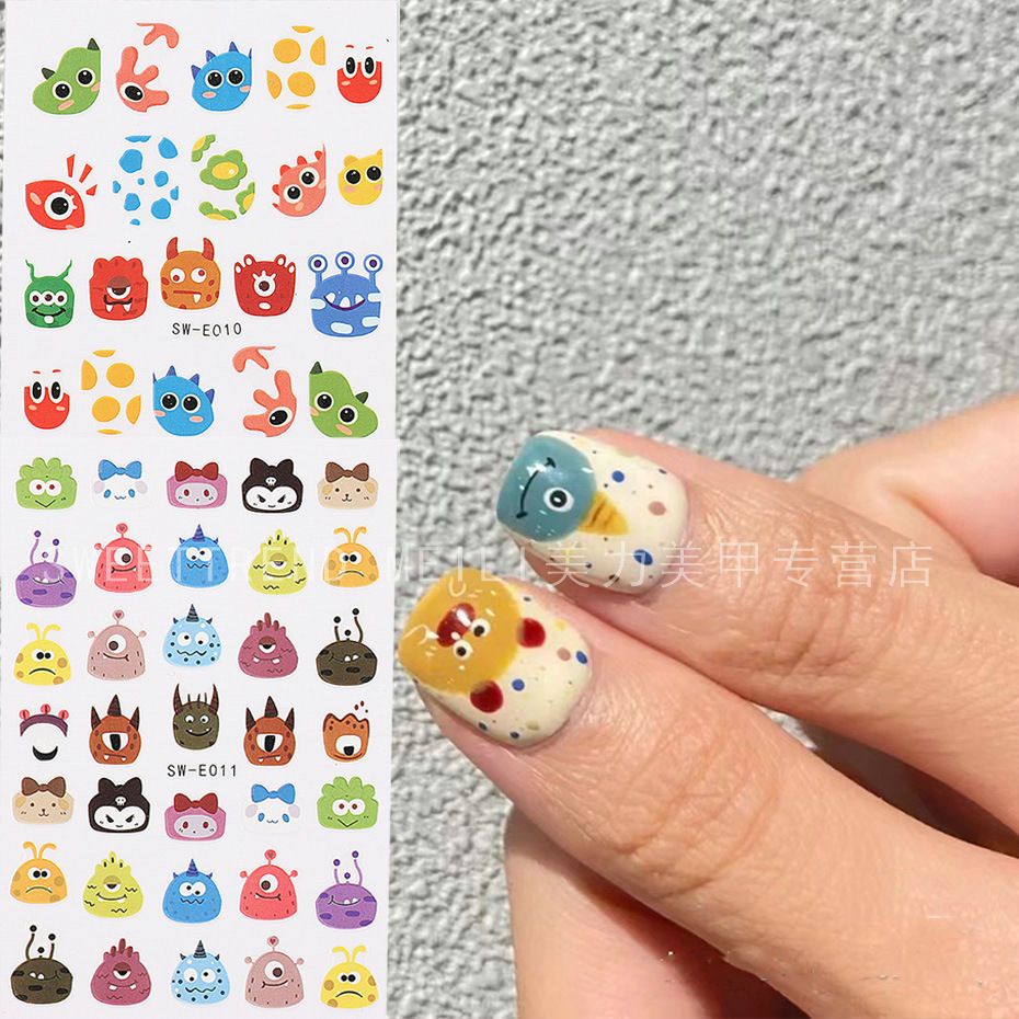 Miếng dán trang trí móng tay STZPRONAIL hình quái vật ba mắt nhỏ dễ thương ngộ nghĩnh