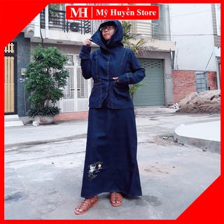 [Combo GIÁ SỐC ] SET Đồ Chống Nắng Jean - Bao gồm Áo khoác & Váy chống nắng thêu Họa Tiết Trăng Cò