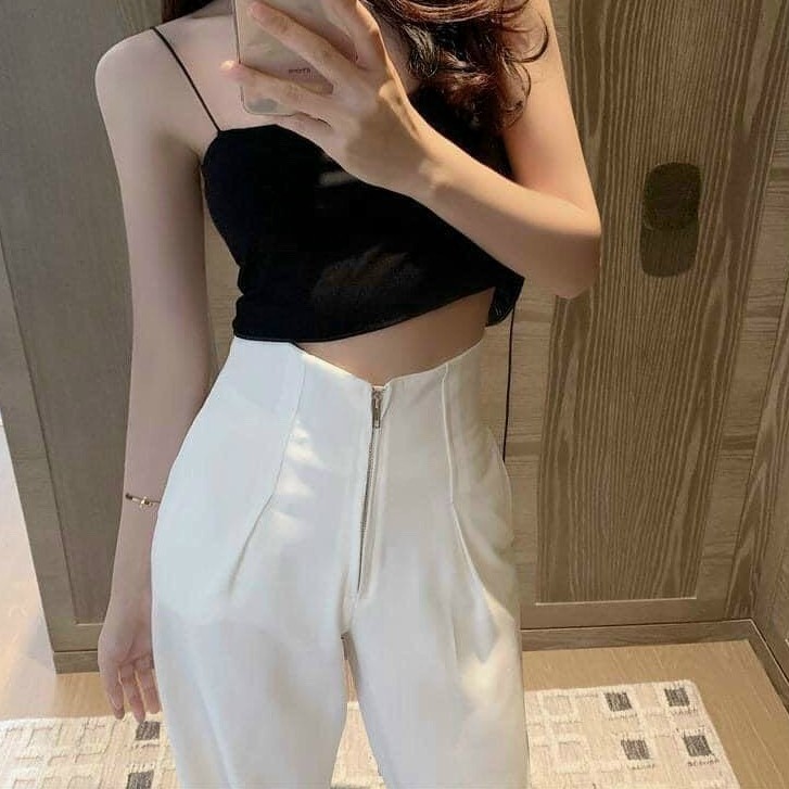 Quần Suông Lưng Cao Che Bụng Khóa Trước, Quần Ống Rộng Cạp Cao Mã QN21