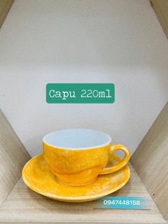 Bộ ly kèm đĩa capuchino men đá 220ml