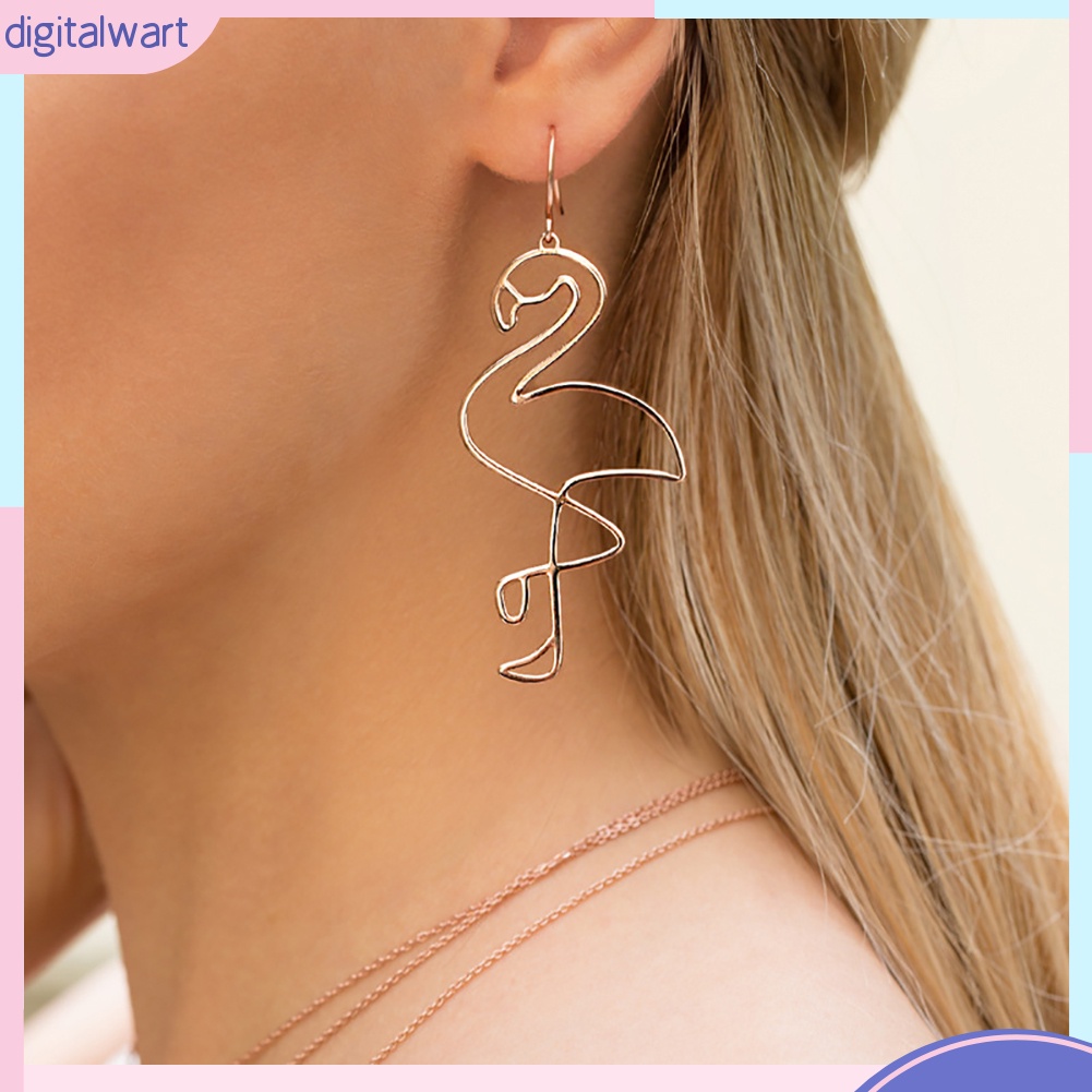 Đôi Khuyên Tai Dài Hình Chim Hồng Hạc Dễ Thương Cho Nữ