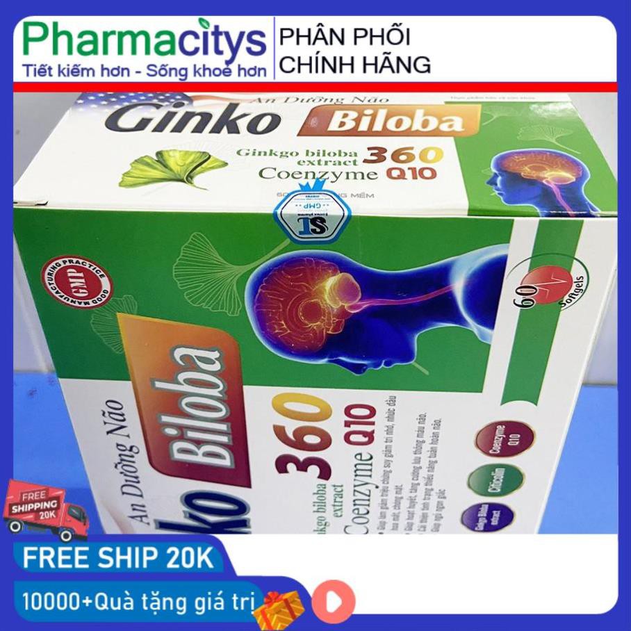 Hoạt huyết An Dưỡng Não Ginkgo Biloba 360mg giảm đau đầu, hoa mắt, chóng mặt, rối loạn tiền đình - Hộp 60 viên tăng tuần