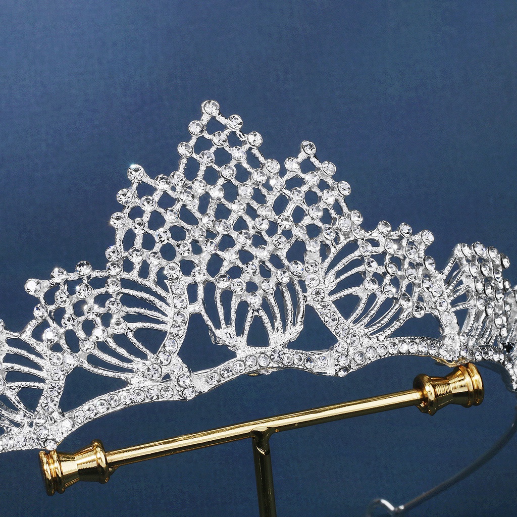 Vương Miện Công Chúa Đính Kim Cương Giả Bằng Hợp Kim Cho Cô Dâu