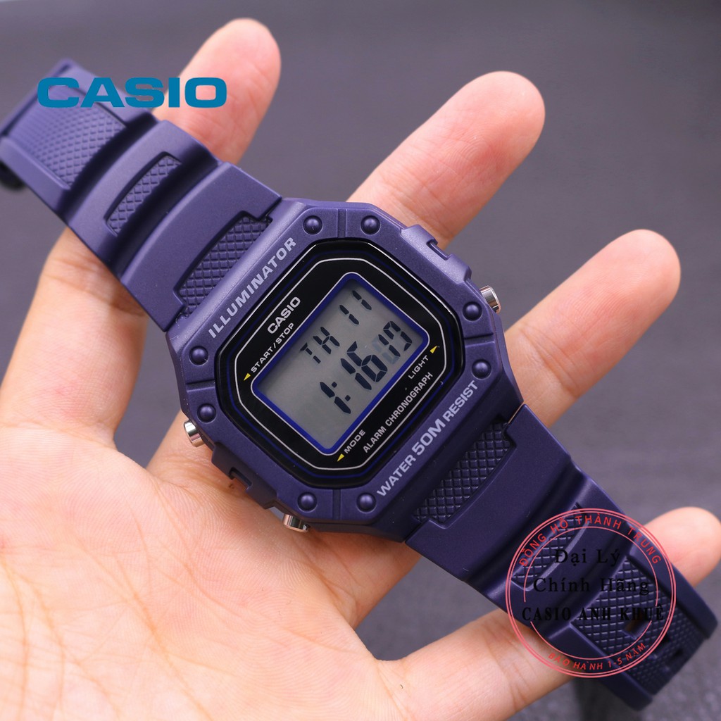 Đồng hồ điện tử nam Casio W-218H-2AVDF dây nhựa