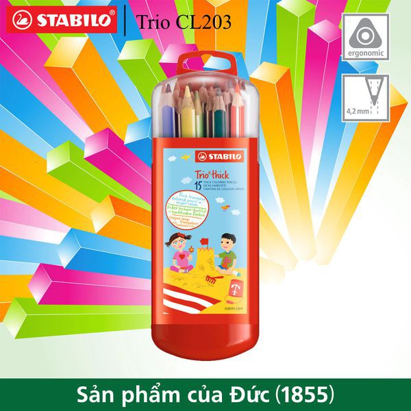 Bộ Bút Chì Màu STABILO Trio Thick 15 Màu (CL203-15S)