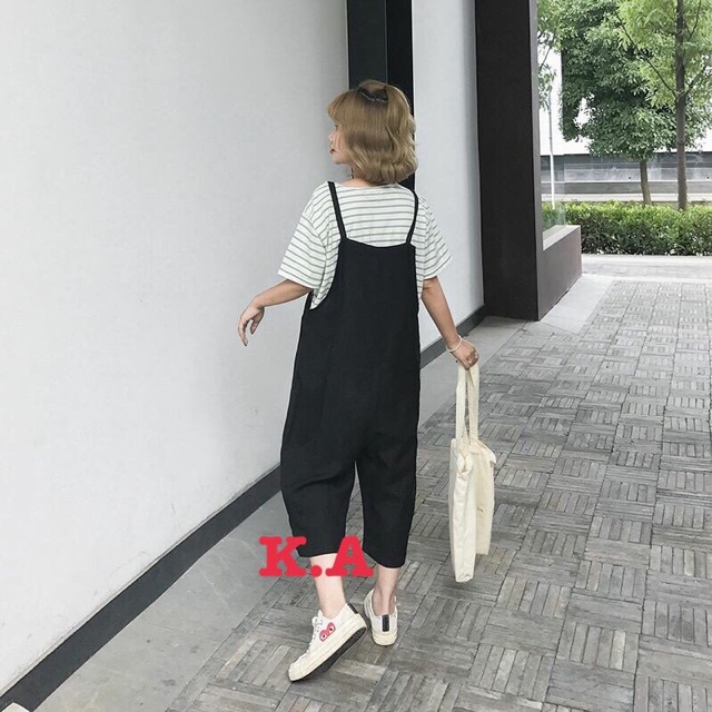 Sét yếm kẻ quần ống rộng kiểu mới( kèm ảnh thật) | BigBuy360 - bigbuy360.vn