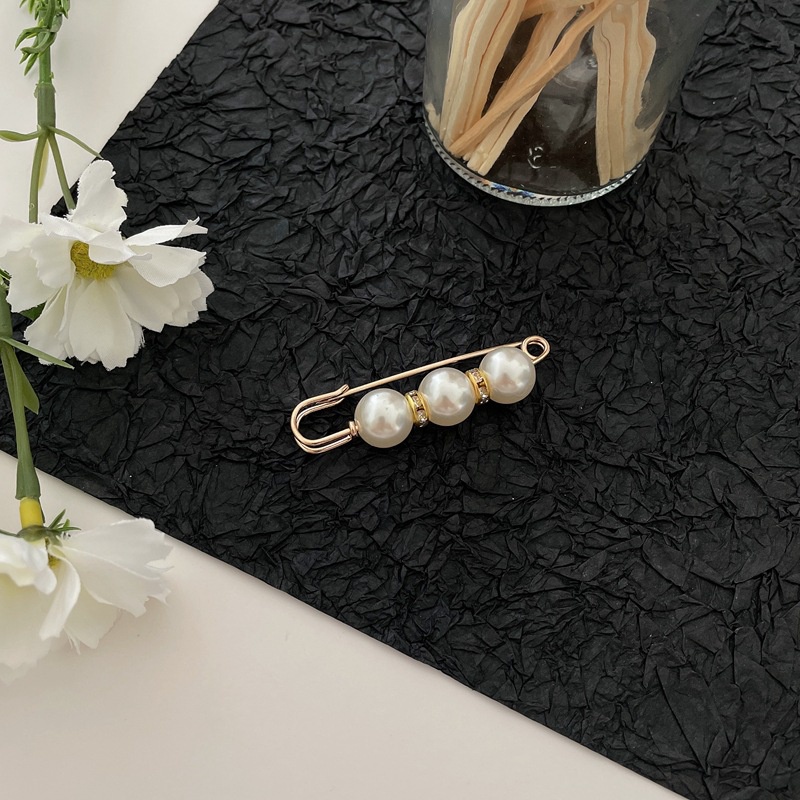 Ghim cài thắt lưng cố định chống chói đính ngọc trai đơn giản xinh xắn