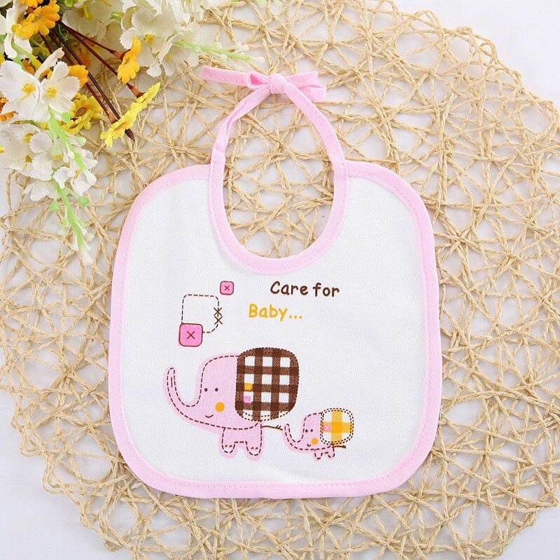 Yếm Cotton Buộc Dây Hình Voi Cho Bé Mềm Mịn Thấm Hút Tốt