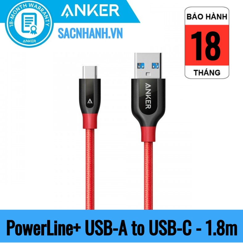 Cáp Sạc Nhanh Anker PowerLine+ USB 3.0 ra USB-C - Dài 0.9m-1,8m