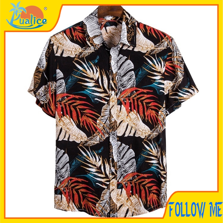 Short Sleeve Printable Shirt Hawaii 2020 Men's Fashion Blouse Floral Short Sleeve Blouse Shirt Men Short Sleeve Shirt345