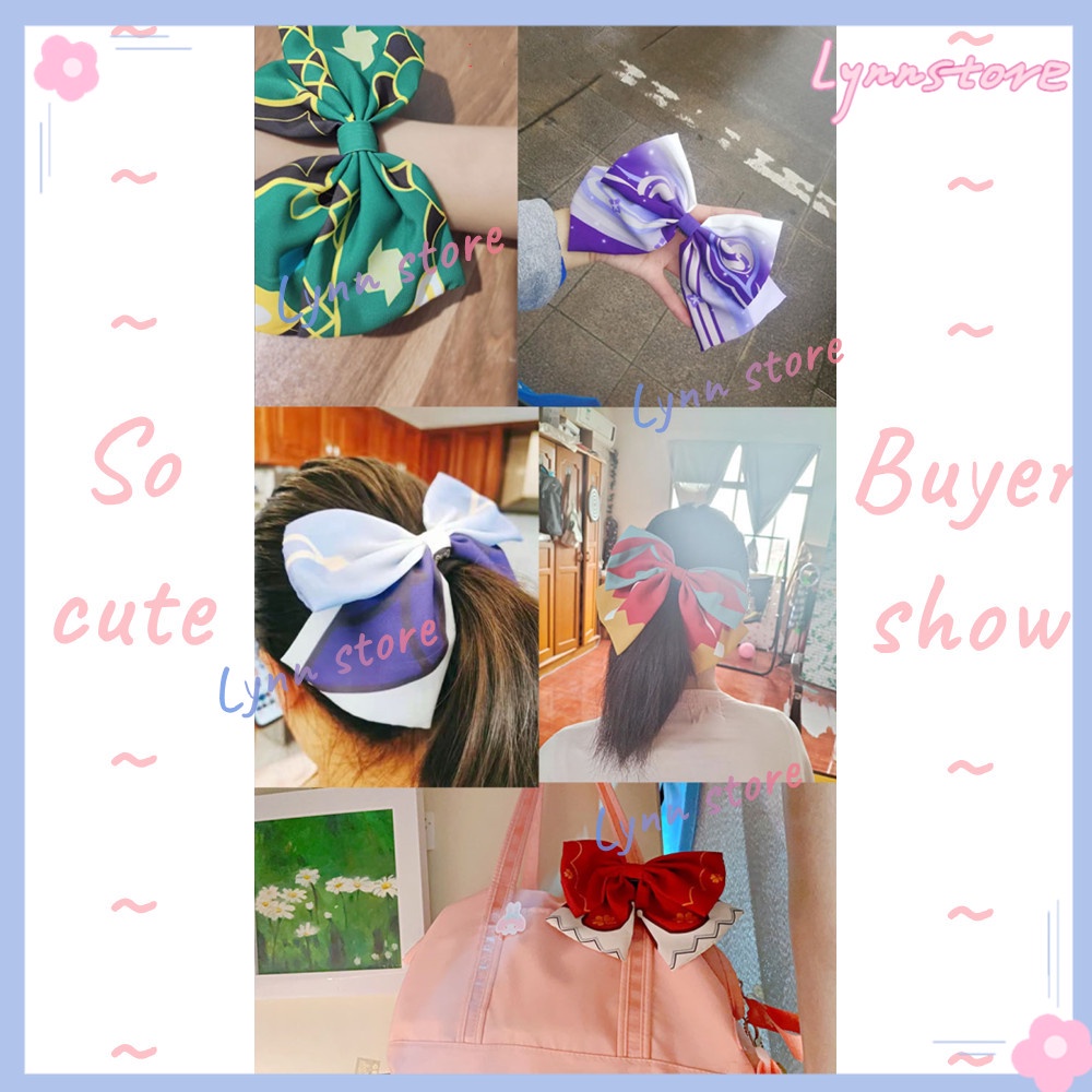 Hoạt hình Genshin Tác động Venti HuTao Lumine Aether Zhongli Raiden Shogun Bowknot Kẹp tóc Lolita Kẹp tóc Đạo cụ Cosplay Cô gái Phụ nữ Kawaii Phụ kiện tóc