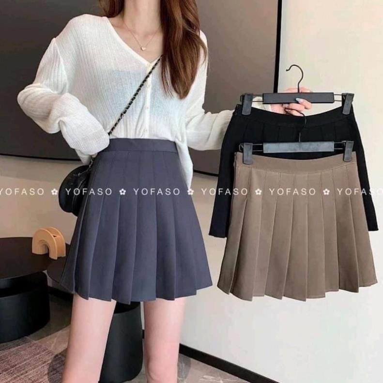 Hottrend Hottrend Chân váy tenis màu nâu Tây - Chân Váy Xếp Ly Phong Cách Hàn Quốc